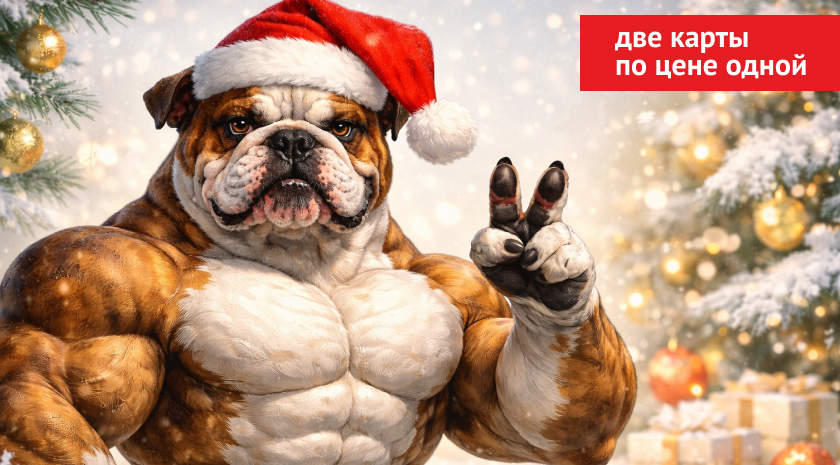 Дарите фитнес на Новый год — себе и близким! Оформите карту в декабре и получите вторую в подарок